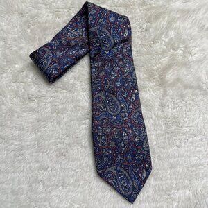 Frame Men's Blue Paisley Print 100% Silk Tie One Size